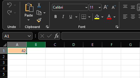 Password protected Excel file, where only the value from cell A1 is visible, but not the underlying formula.